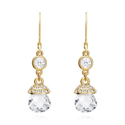 Gold and crystal single drop earrings